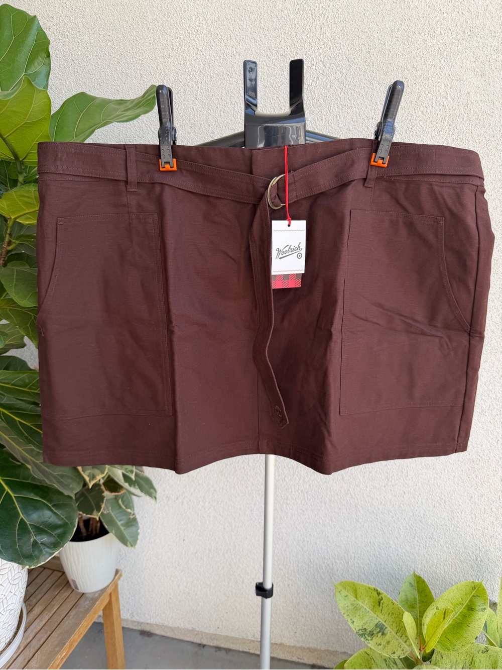 Woolrich Women's Dark Brown Flat Front Skirt with Belt